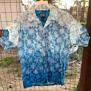 On*One Blue Ombre Hawaiian Shirt L